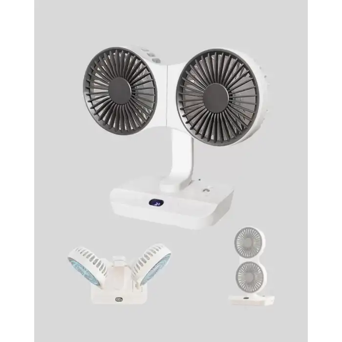 AsilTech 720° Döner Çift Taraflı Masaüstü Vantilatör – USB Şarjlı Sessiz Fan