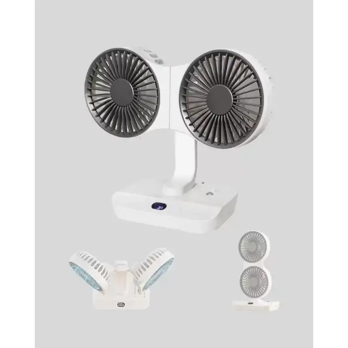 AsilTech 720° Döner Çift Taraflı Masaüstü Vantilatör – USB Şarjlı Sessiz Fan
