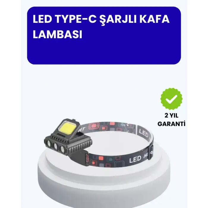AsilTech 800 Lumen LED Kafa Lambası COB ve XPE Led Type C Şarjlı Ayarlanabilir
