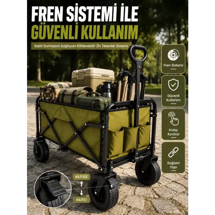 AsilTech 9 CM Kalın Tekerlekli Çok Amaçlı Katlanır Yük Taşıma Arabası