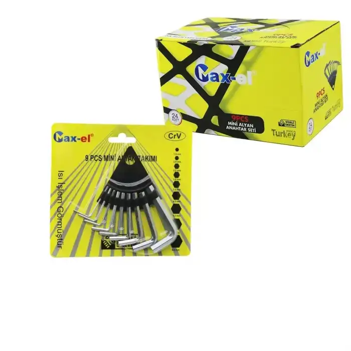 AsilTech 9 Parça Alyan Anahtar Seti - Mini Boy - Üçgen Stand Askılık