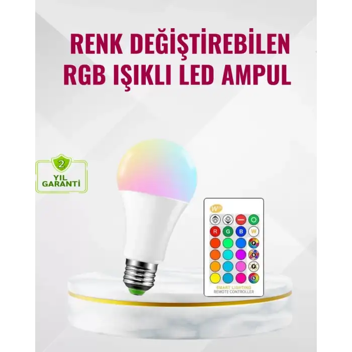 AsilTech 9 Watt Beyaz Işık ve Renk Ayarlı Akıllı LED Ampul