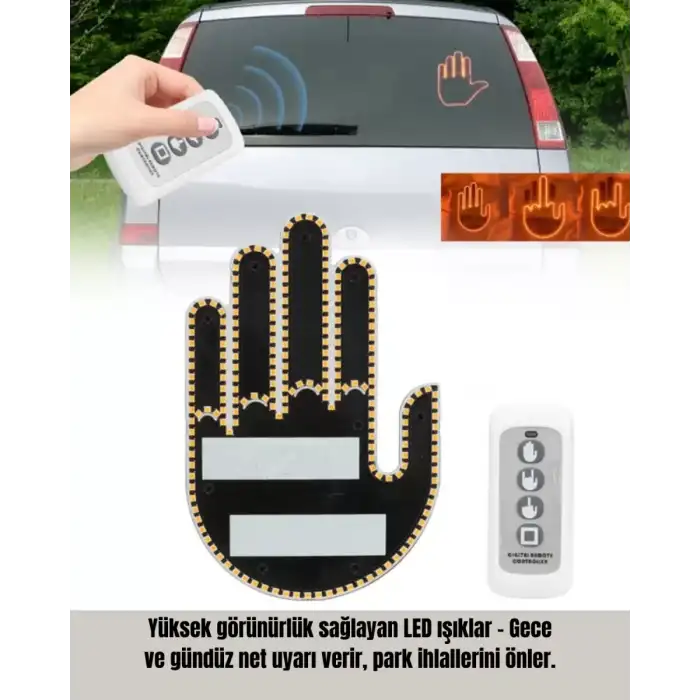 AsilTech A Kalite Uzaktan Kumandalı LED Park Uyarı Işığı El Figürlü Model