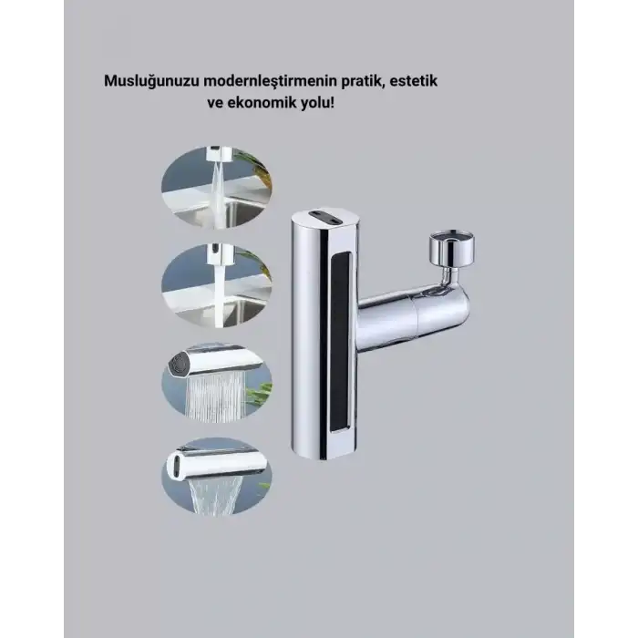 AsilTech ABS Pirinç Alaşımlı Musluk Başlığı 4 Modlu 360° Dönebilen ve Ekonomik