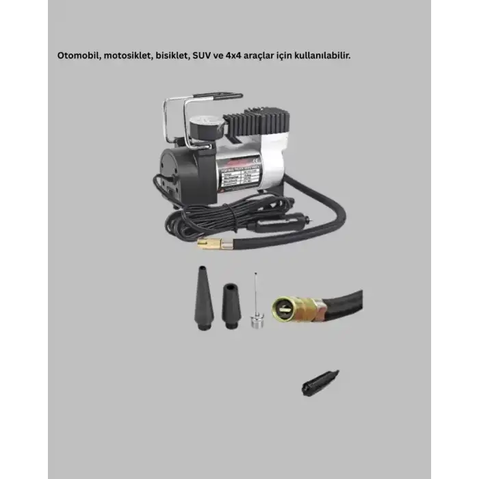 AsilTech Ağır Hizmet Tipi Oto Kompresör 140 PSI Manometreli
