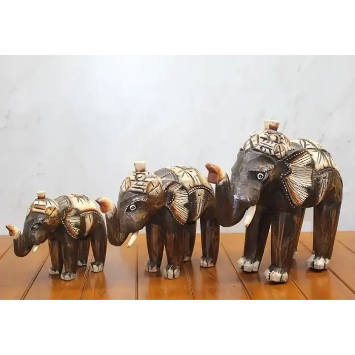 AsilTech Ahşap 3lü Fil Seti