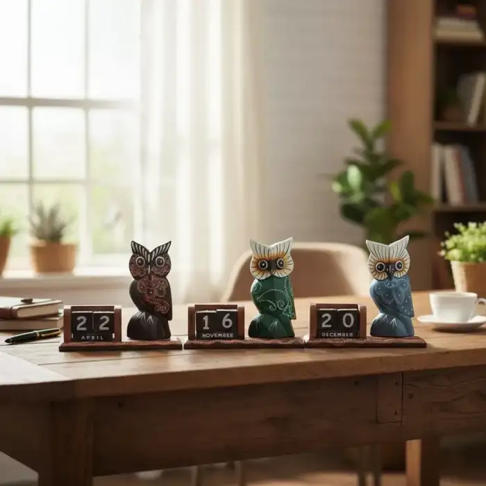 AsilTech Ahşap Baykuş Takvim  Büyük Boy