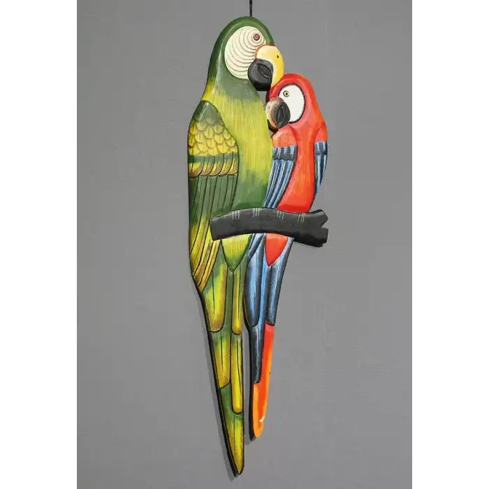 AsilTech Ahşap Duvara Asmalı 2li Papağan Model 1