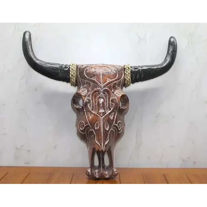 AsilTech Ahşap Duvara Asmalı Bufalo Kafası