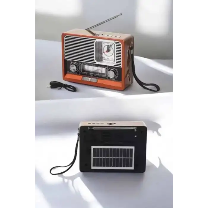 AsilTech Ahşap Görünümlü Retro Bluetooth Radyo USB,AUX Ve SD Kart Girişli