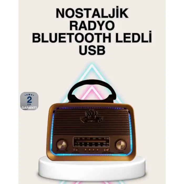 AsilTech Ahşap Nostaljik Radyo Bluetooth USB SD Kart Destekli