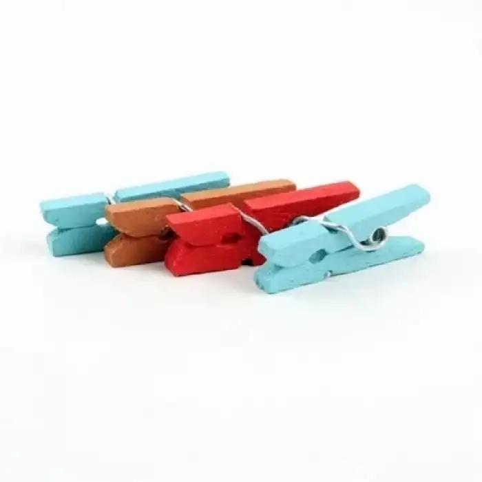 AsilTech Ahşap Renkli Mini Mandal 100 Adet