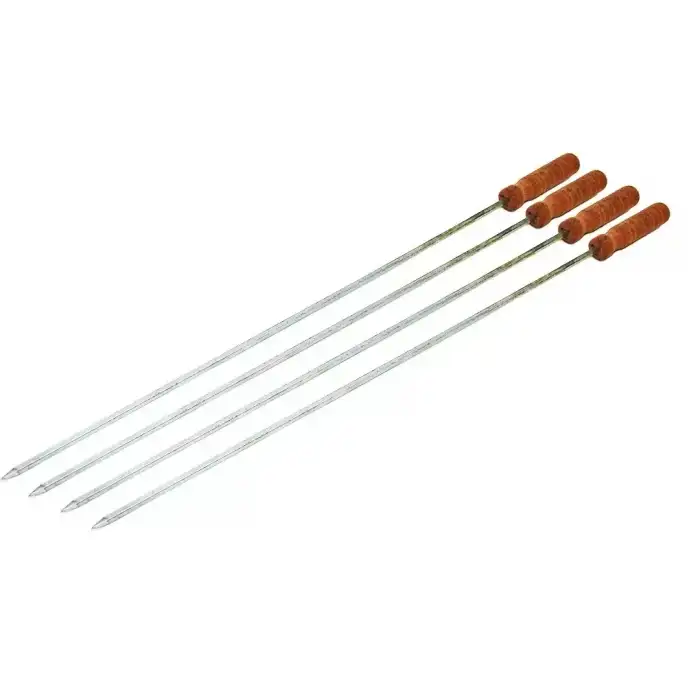 AsilTech Ahşap Saplı Kalın Kare Mangal Şişi - 50 cm - Güvenli Tutuş