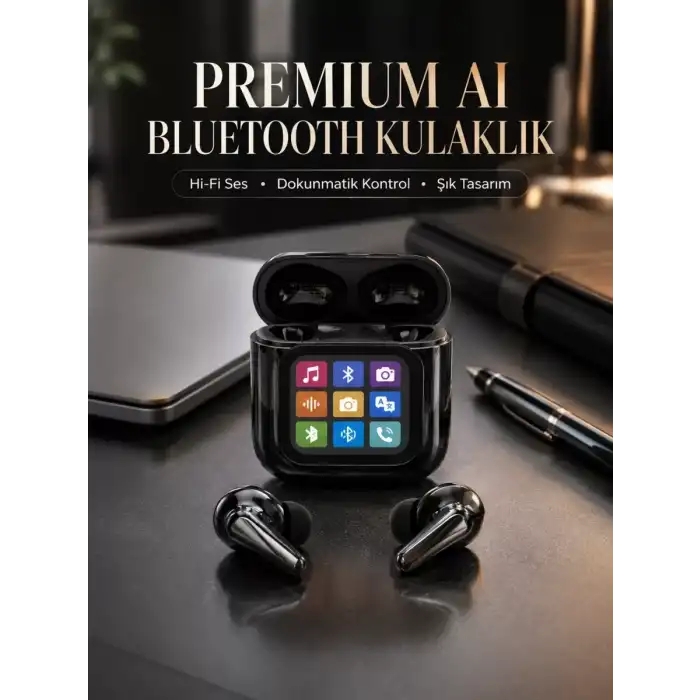 AsilTech AI Destekli Dokunmatik Ekranlı Kablosuz Bluetooth Kulaklık