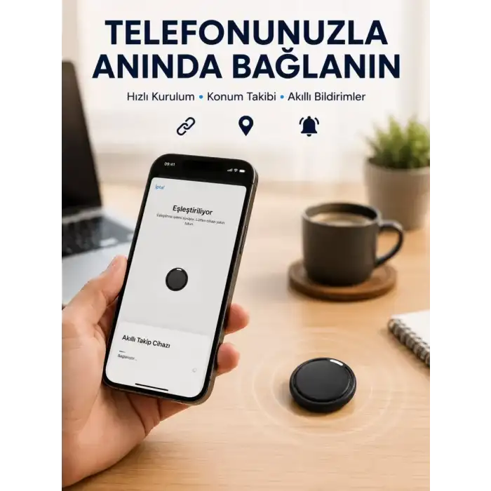 AsilTech AirTag Akıllı Eşya Takip Cihazı Apple ve Android Uyumlu Uzun Pil Ömürlü