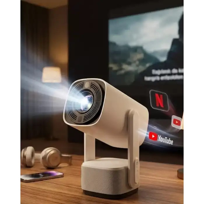 AsilTech Akıllı Projeksiyon Powerbankli Taşınabilir Sinema Projektörü 4k HD Kaliteli