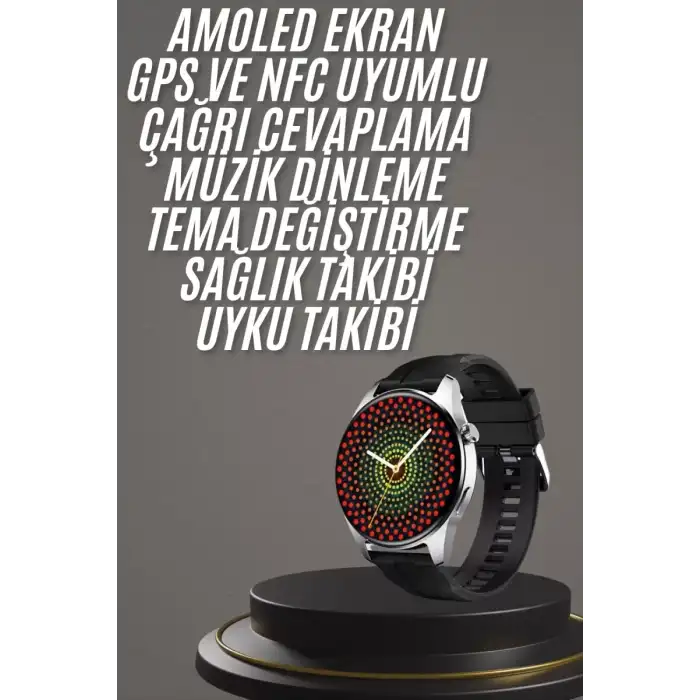 AsilTech Akıllı Saat 1.5 Inç Amoled Ekran Çift Kordonlu GPS NFC Uyumlu