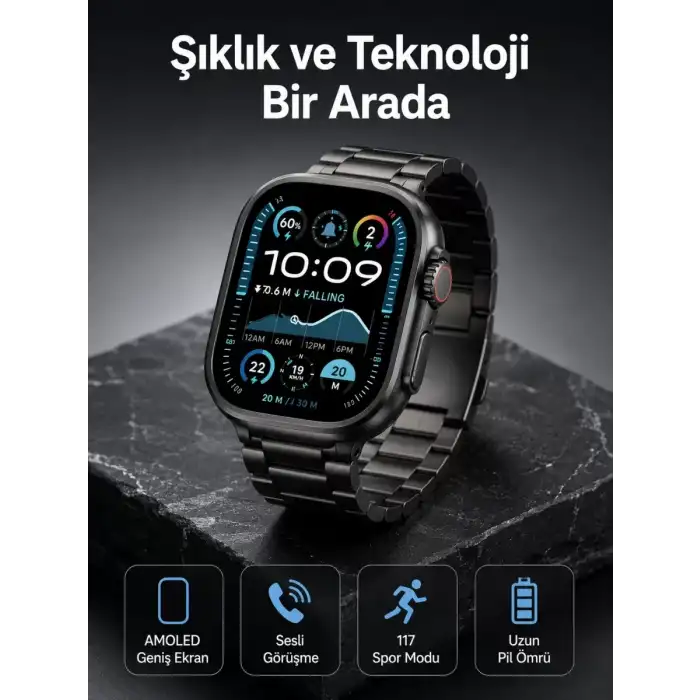 AsilTech Akıllı Saat 3 Kordonlu Waterproof Adımsayar, Titreşim ve GPS Özelliği