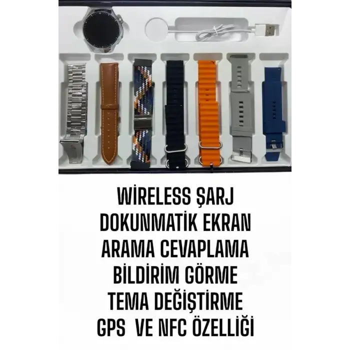 AsilTech Akıllı Saat 7 Kordonlu Yeni Nesil Arama Cevaplayan Çok Fonksiyonlu