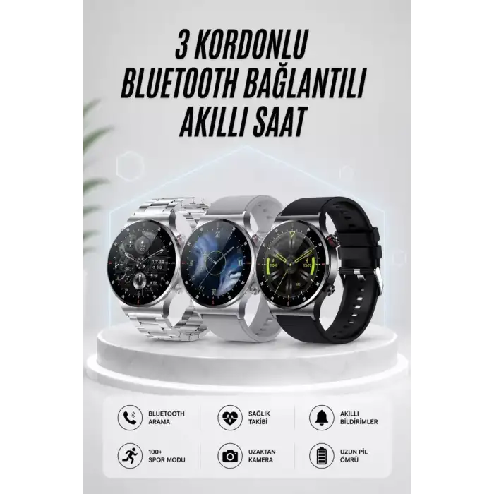 AsilTech Akıllı Saat Amoled Ekran Bluetooth Bağlantılı Sesli Görüşme Nabız Ölçer