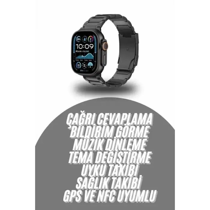 AsilTech Akıllı Saat Arama Konuşma GPS ve NFC Özelliği 3 Kordonlu Amoled Ekran