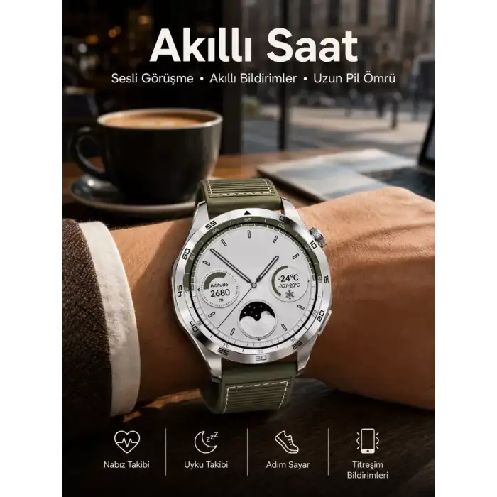 AsilTech Akıllı Saat Bildirim Görme Sesli Görüşme Çoklu Kordon GPS Takibi