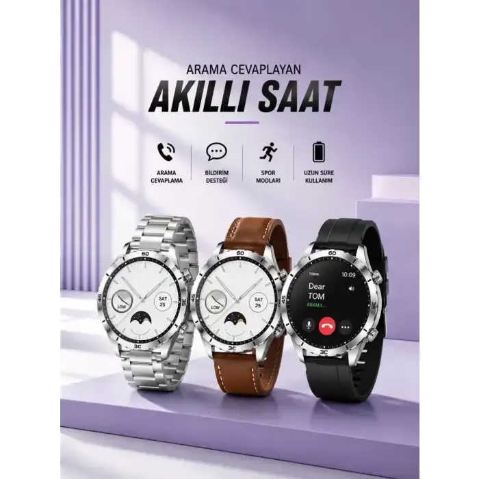 AsilTech Akıllı Saat Bildirim Görme Sesli Görüşme Çoklu Kordon GPS Takibi