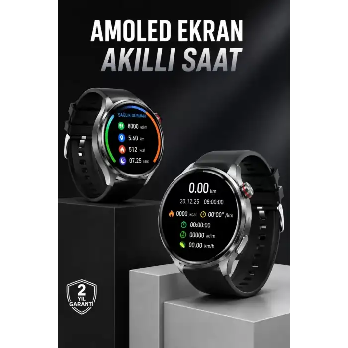 AsilTech Akıllı Saat Bluetooth Bağlantılı Amoled Ekran Uyku ve Sağlık Takibi
