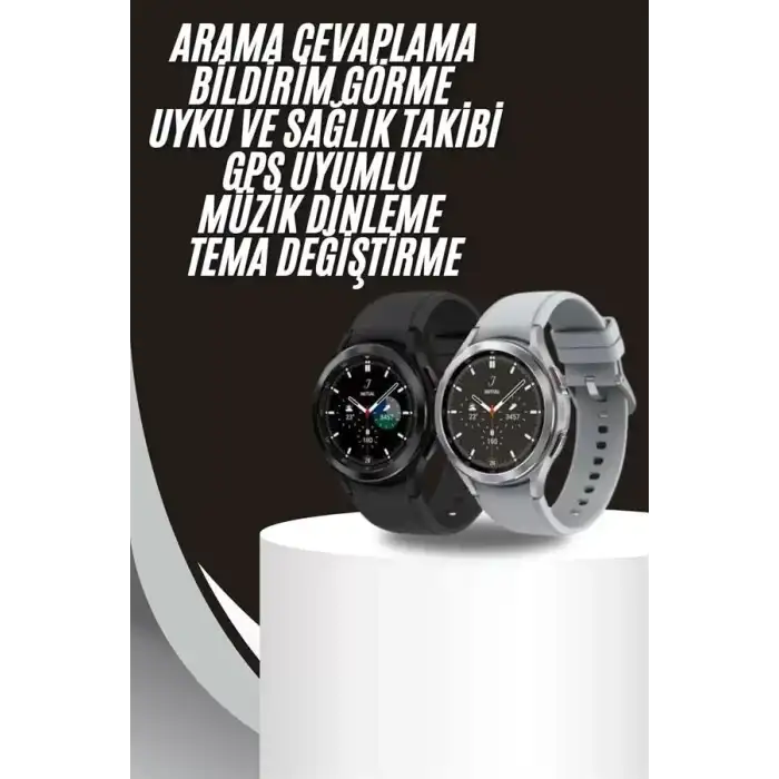 AsilTech Akıllı Saat Bluetooth Bağlantılı Yuvarlak Ekran Plastik Kordonlu