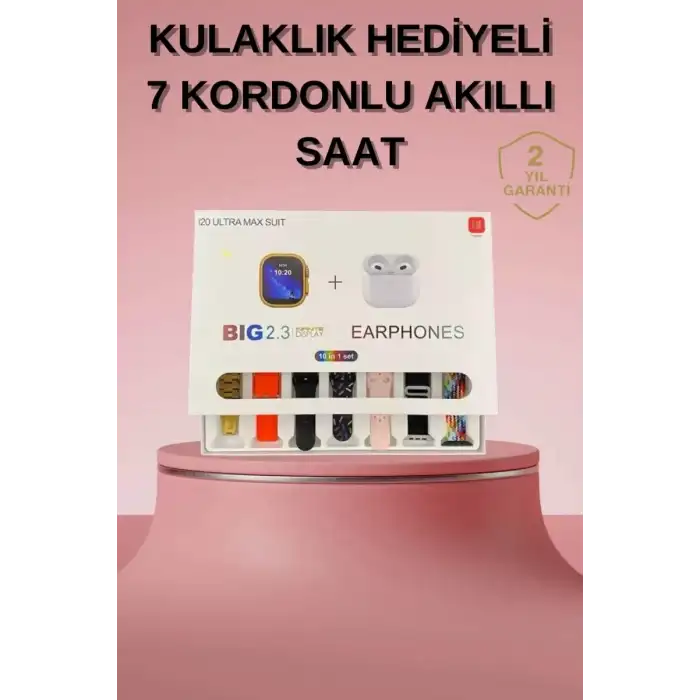 AsilTech Akıllı Saat Bluetooth Kulaklık Hediyeli Bildirim Görme Sesli Görüşme Çoklu Kordon
