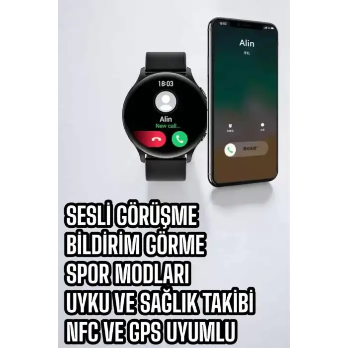 AsilTech Akıllı Saat Çok Fonksiyonlu Sesli Görüşme NFC Uyumlu Amoled Ekran