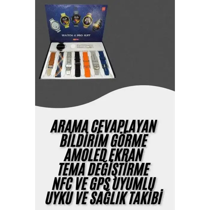 AsilTech Akıllı Saat Çoklu Kordon Seçenekli Dokunmatik Ekran Nabız Sensörlü