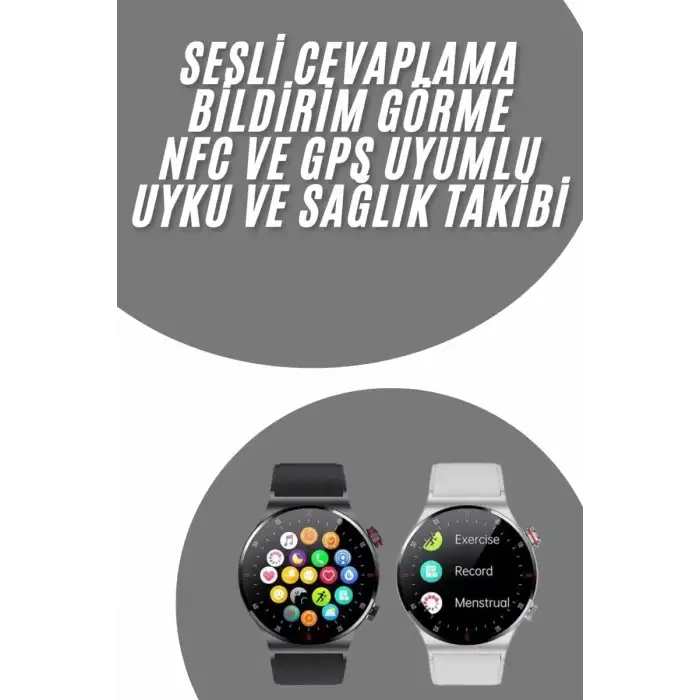 AsilTech Akıllı Saat Uyku ve Sağlık Takibi NFC Uyumlu Bluetoooth Bağlantılı Android İOS Uyumlu
