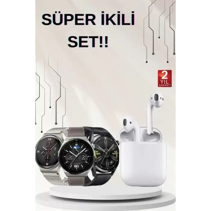AsilTech Akıllı Saat ve Kulaklık Seti Dokunmatik Ekran 5.0 Bluetooth Bağlantılı Sesli Görüşme