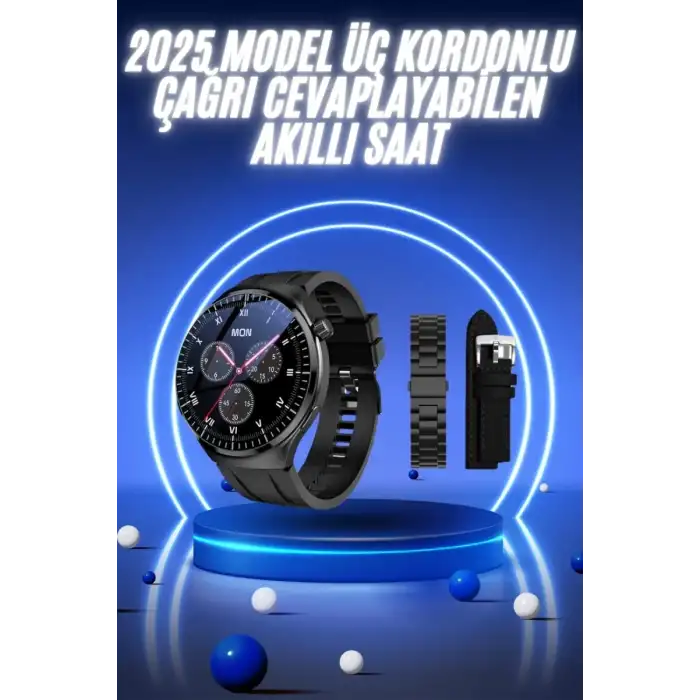 AsilTech Akıllı Saat Yeni Nesil Üç Kordonlu Nabız Ölçer Çağrı Cevaplama