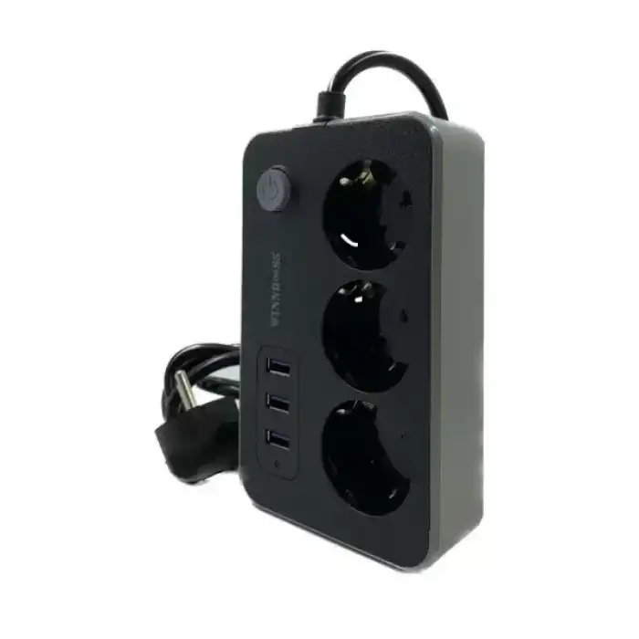 AsilTech Akım Korumalı 3 Prizli 3 USB Girişli Uzatma Kablosu