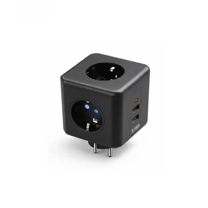 AsilTech Akım ve Voltaj Korumalı Küp Priz 3 USB Destekli