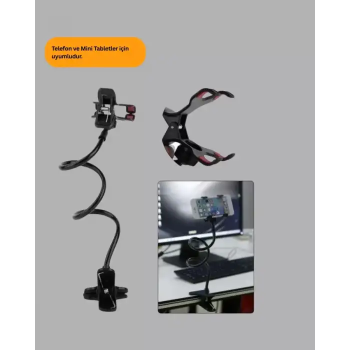 AsilTech Akrobat Masaüstü Mandallı Telefon Tutucu 360 Derece Dönebilen