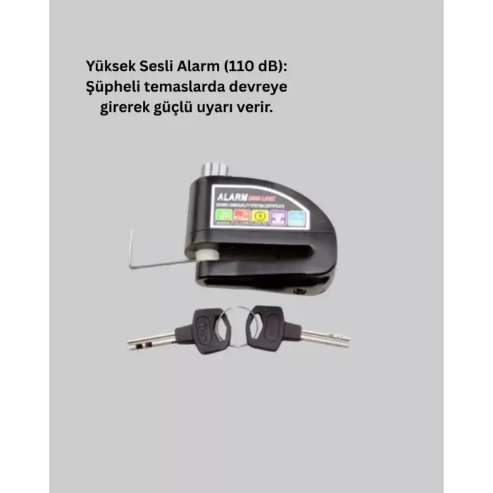 AsilTech Alarm Sensörlü Disk Kilidi Motosiklet Scooter Bisiklet Güvenlik