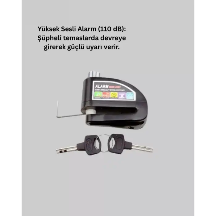 AsilTech Alarm Sensörlü Disk Kilidi Motosiklet Scooter Bisiklet Güvenlik Yeni Nesil