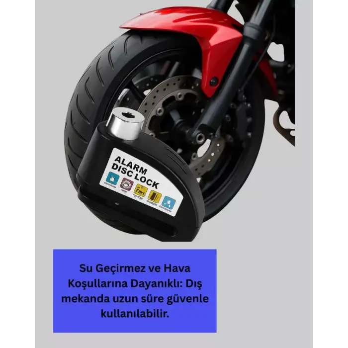 AsilTech Alarm Sensörlü Disk Kilidi Motosiklet Scooter Bisiklet Güvenlik Yeni Nesil