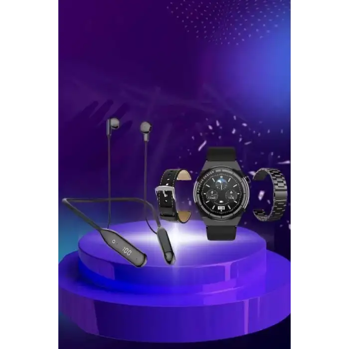 AsilTech Alarm ve Titreşim Özellikli Akıllı Saat ve Mikrofonlu Kablolu Bluetooth Kulaklık 60 Saat