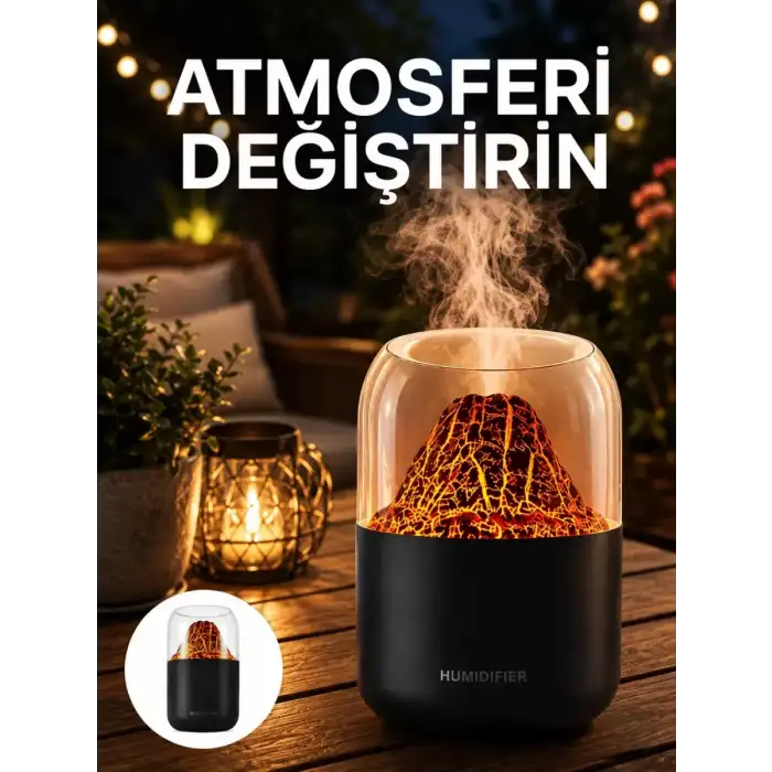 AsilTech Alev Efektli Ultrasonik Difüzör – Sessiz Çalışma Yeni Nesil