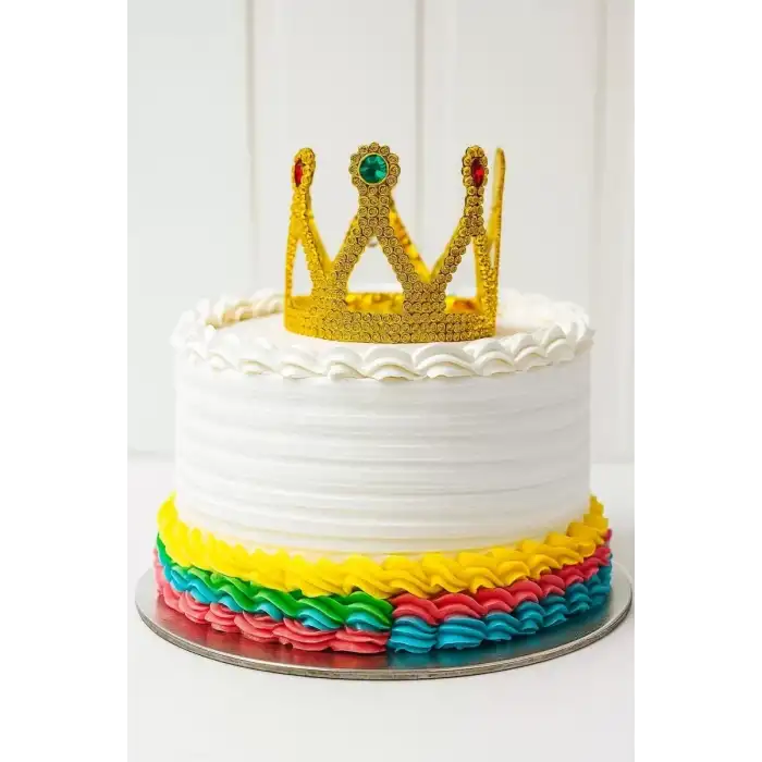 AsilTech Altın Işıltılı Pasta Üstü Taç Plastik