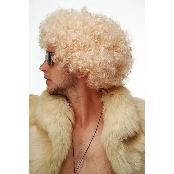 AsilTech Altın Renk Kıvırcık Afro Parti Peruğu