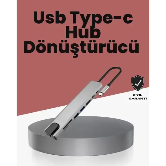 AsilTech Alüminyum Gövdeli Type‑C HDMI & Ethernet Adaptör – Tak & Çalıştır