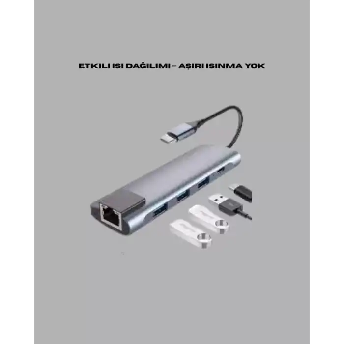 AsilTech Alüminyum Gövdeli Type‑C HDMI & Ethernet Adaptör – Tak & Çalıştır