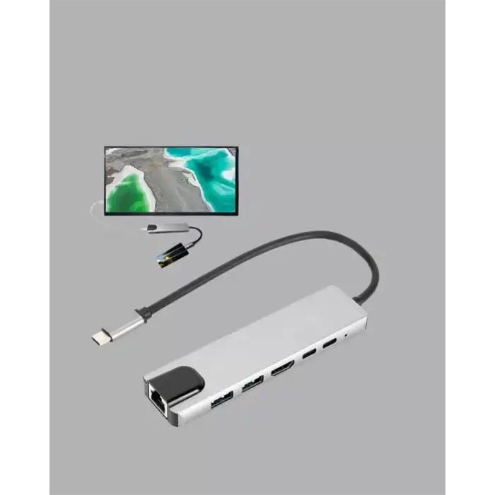AsilTech Alüminyum Gövdeli Type‑C HDMI & Ethernet Adaptör – Tak & Çalıştır