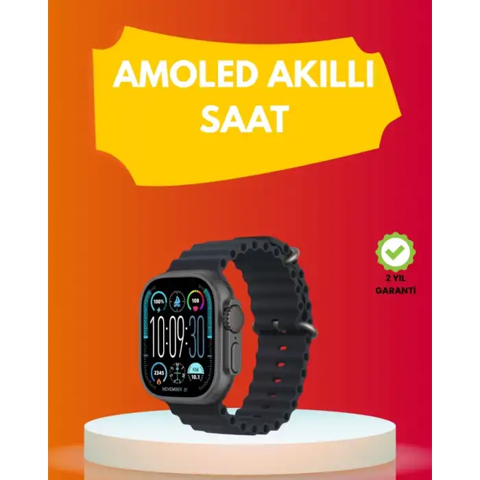 AsilTech AMOLED Ekran 49mm Ultra Tasarım 3 Kordonlu Akıllı Saat