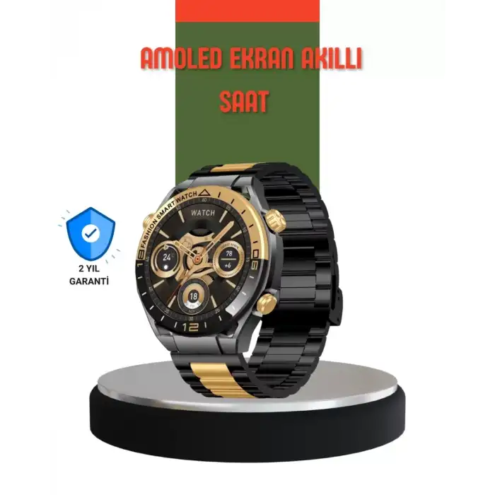 AsilTech Amoled Ekran Akıllı Saat Bluetooth 5.1 Çağrı Destekli 3 Bileklikli
